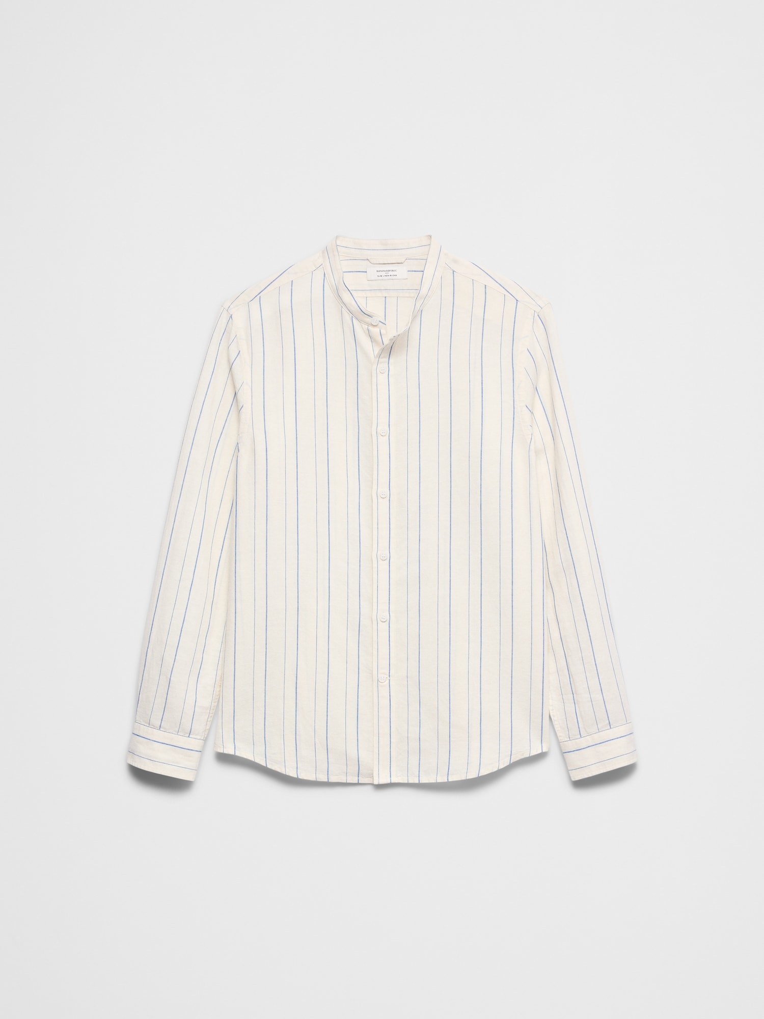 Image number 4 showing, Slim-Fit Linen-Blend Banded-Collar Shirt