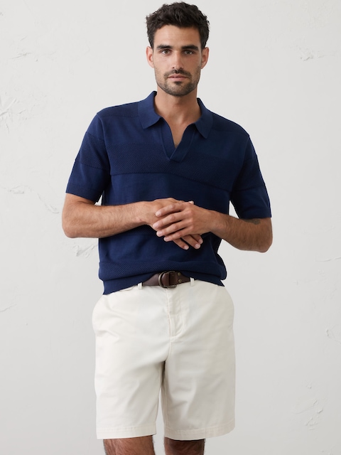 Mesh Striped Sweater Polo