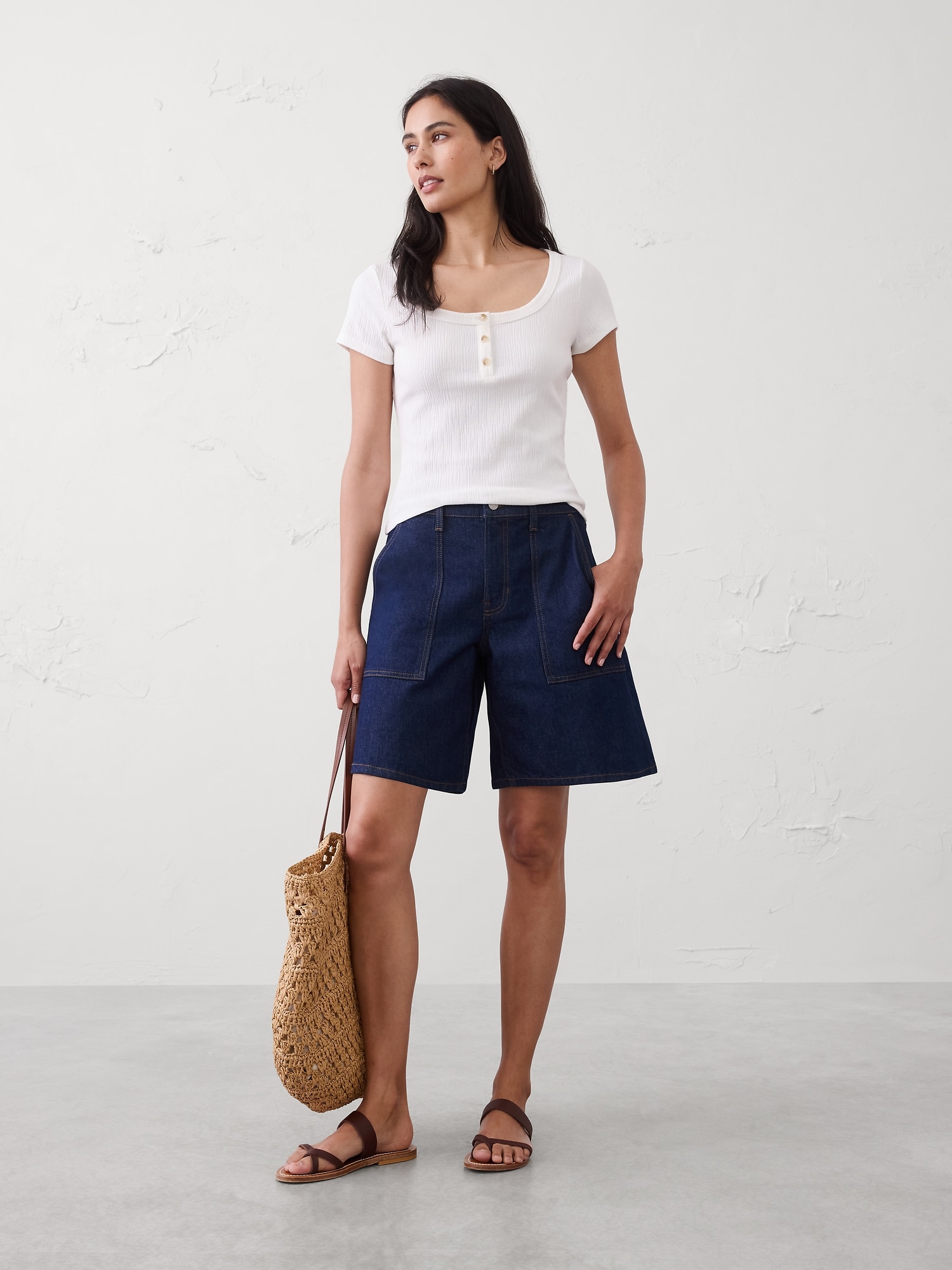 Image number 1 showing, Variegated Ribbed Henley Shirt