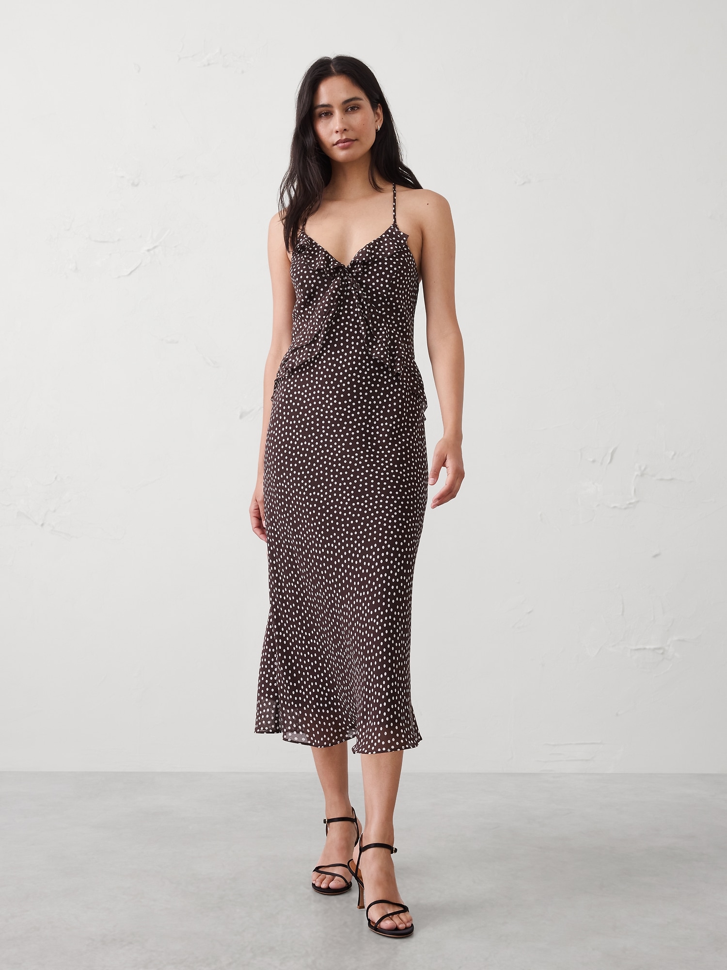 Image number 1 showing, Chiffon Bias Ruffle Midi Dress