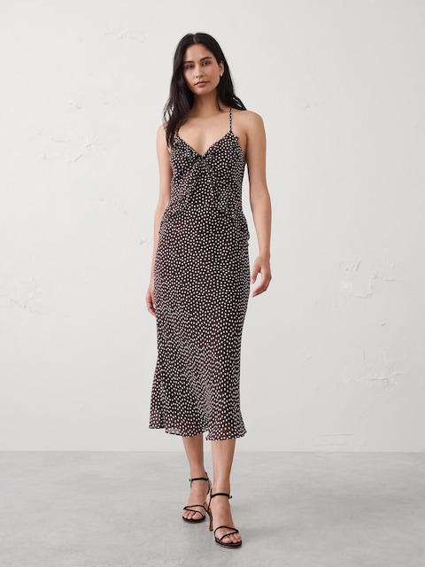 Chiffon Bias Ruffle Midi Dress