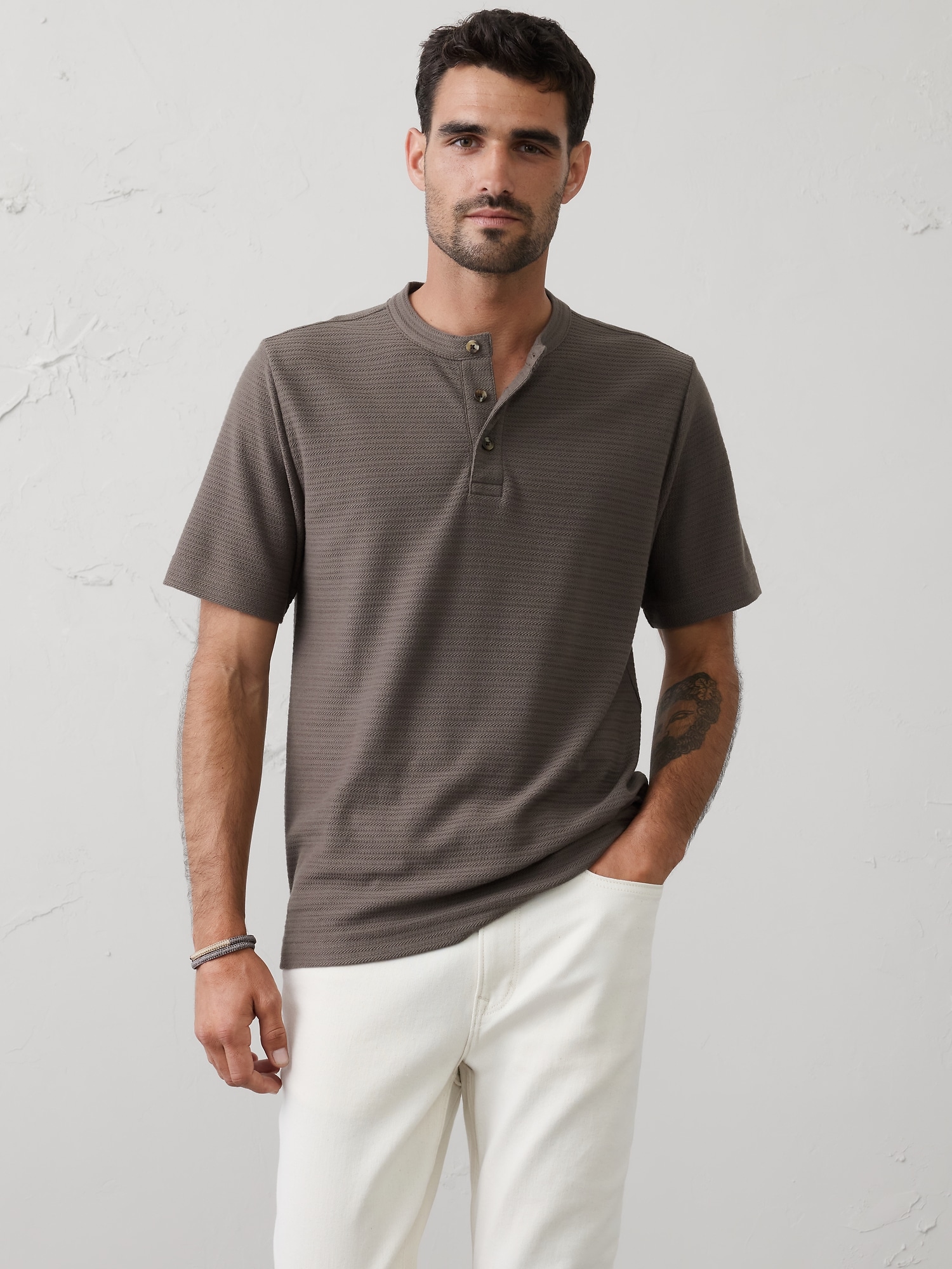 Image number 1 showing, Standard-Fit Textured Henley