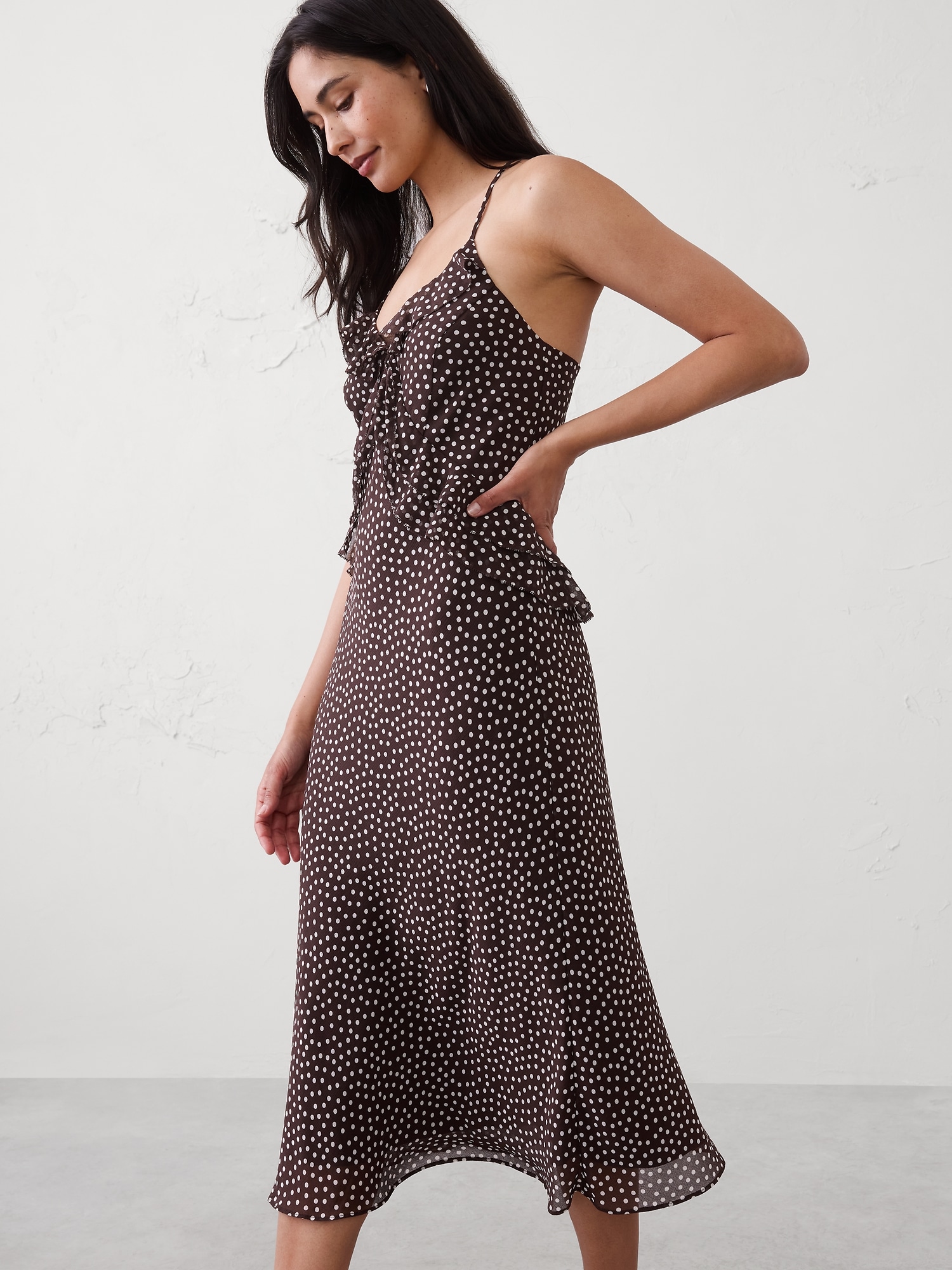 Image number 3 showing, Chiffon Bias Ruffle Midi Dress