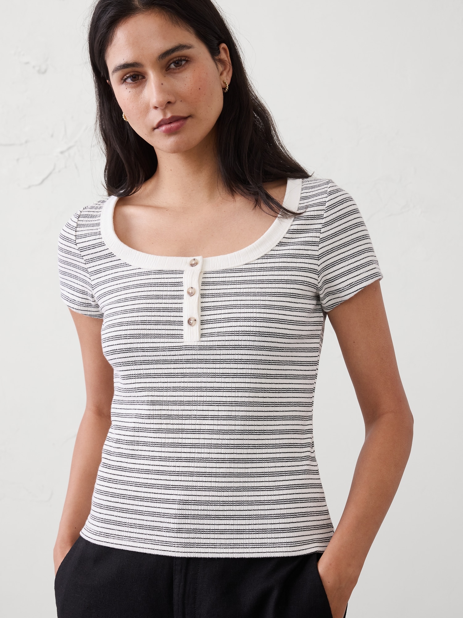 Image number 3 showing, Variegated Ribbed Henley Shirt