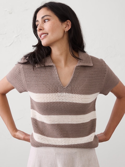 Cotton Textured Sweater Polo