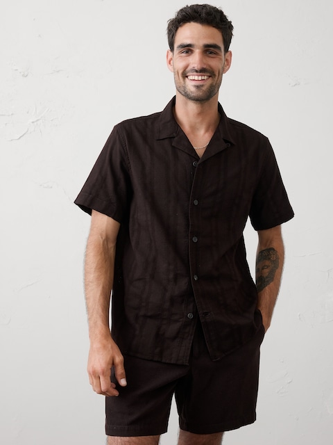 Standard-Fit Textured Resort Shirt