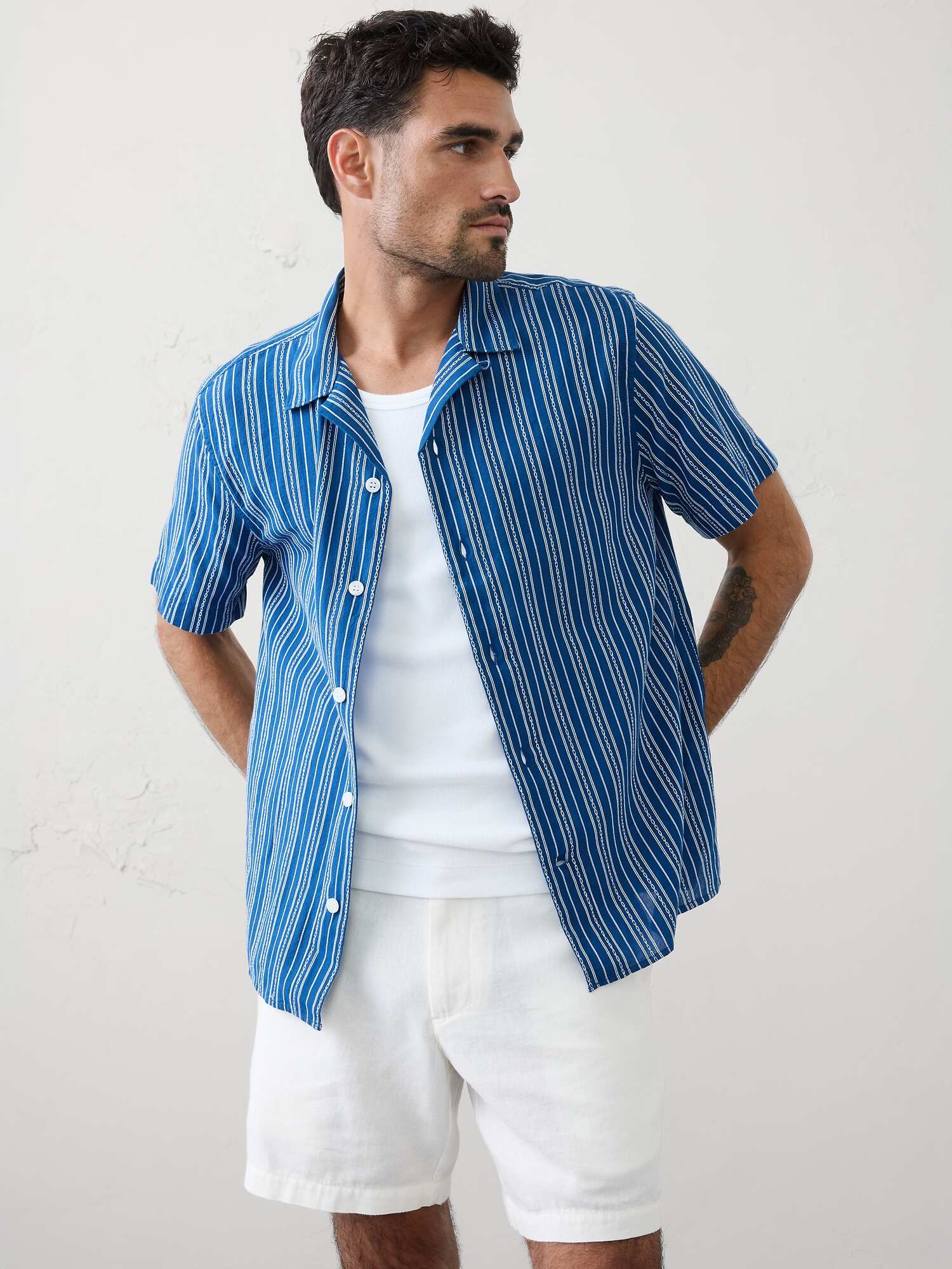 Standard-Fit Textured Resort Shirt