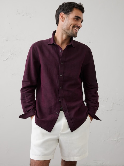 Slim-Fit Linen-Blend Shirt