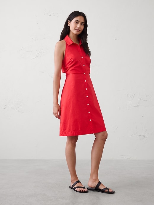 Shirred-Waist Above-Knee Dress