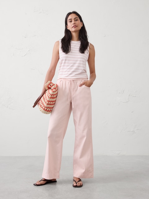 Wide-Leg Mid-Rise Summerweight Pull-On Jean