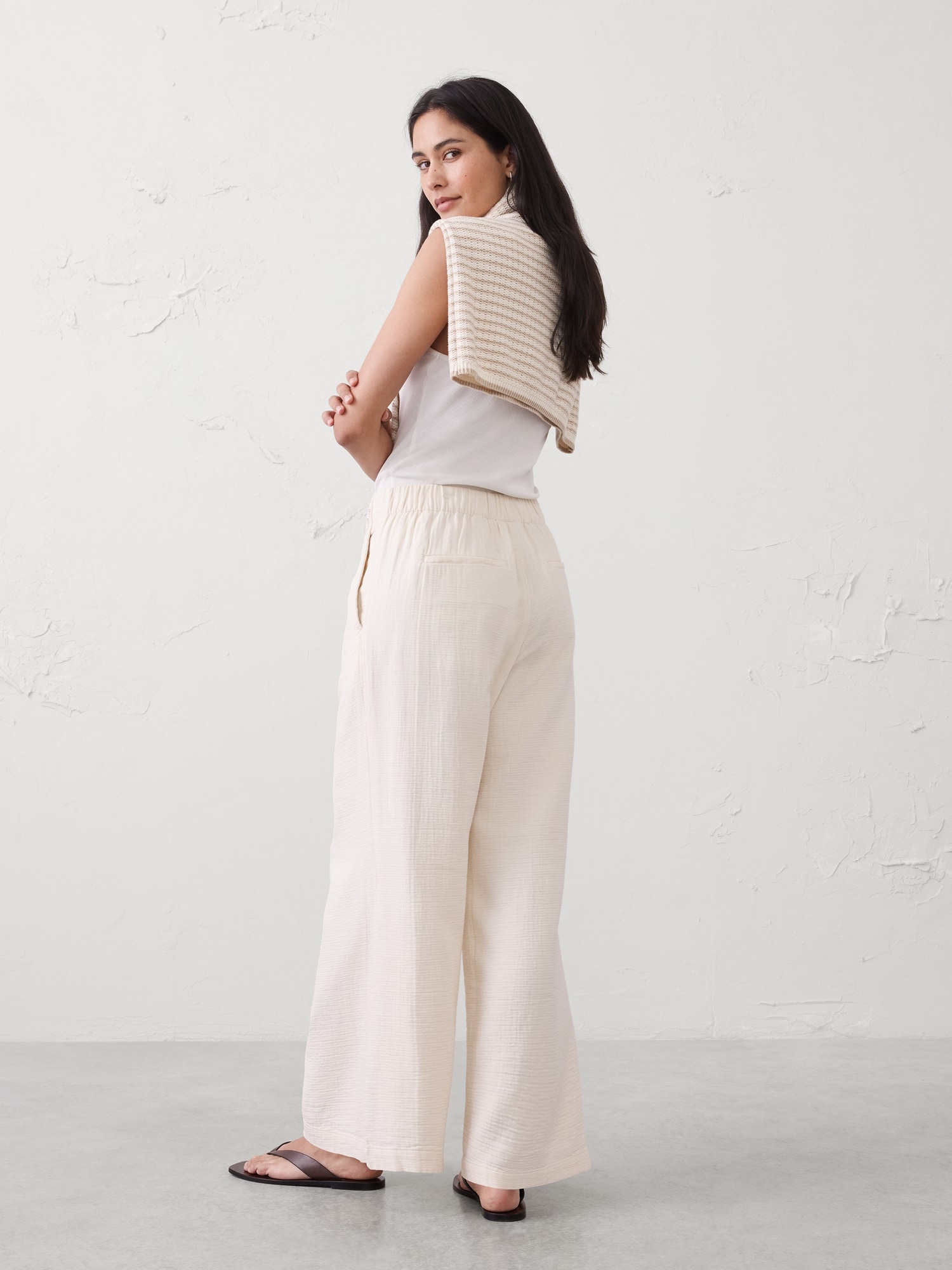 Image number 2 showing, Anyday Wide-Leg High-Rise Gauze Pleated Trouser