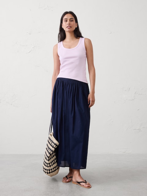 Ribbed Scoop-Neck Tank