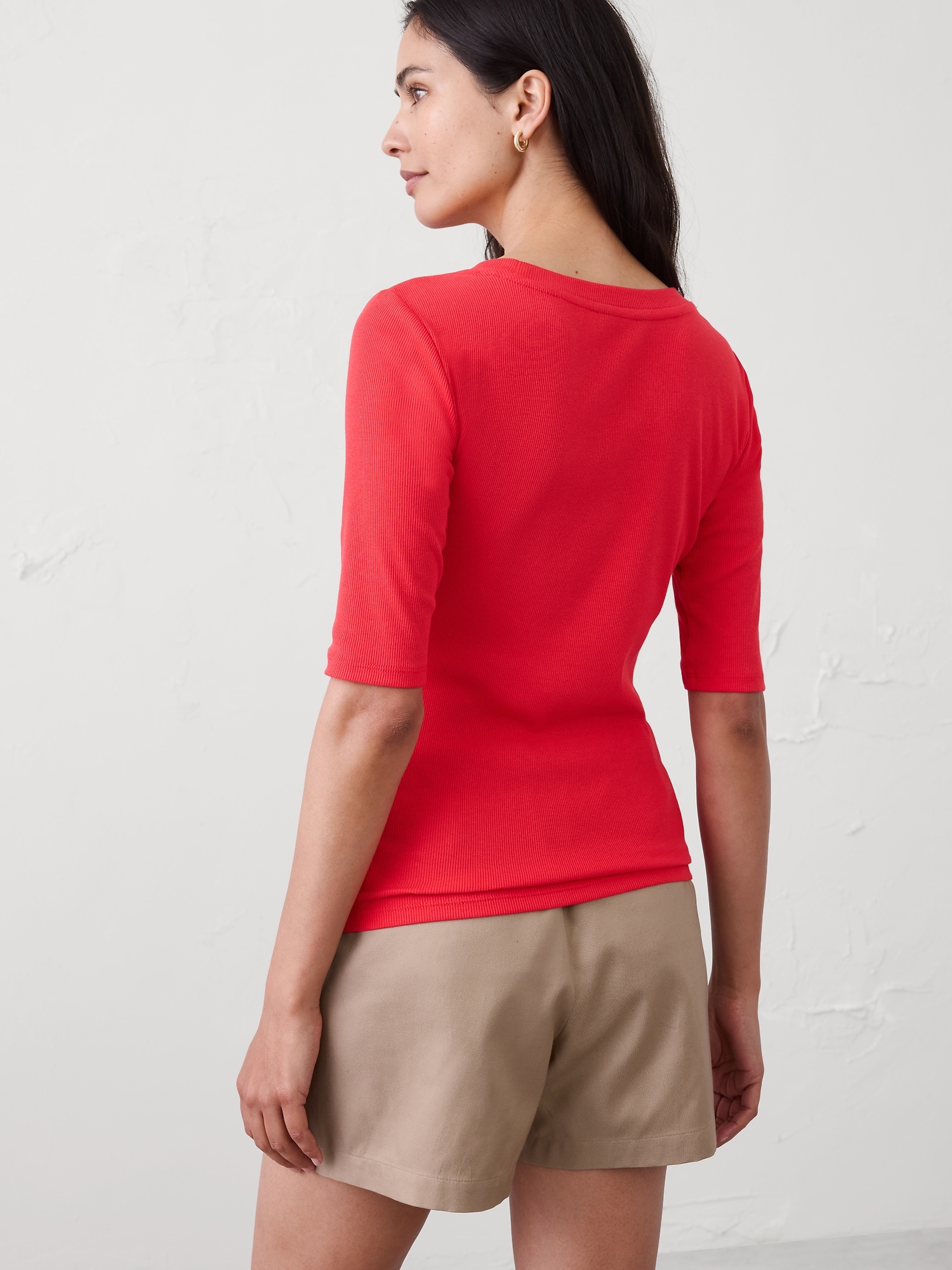 Image number 2 showing, Ribbed Elbow-Sleeve T-Shirt