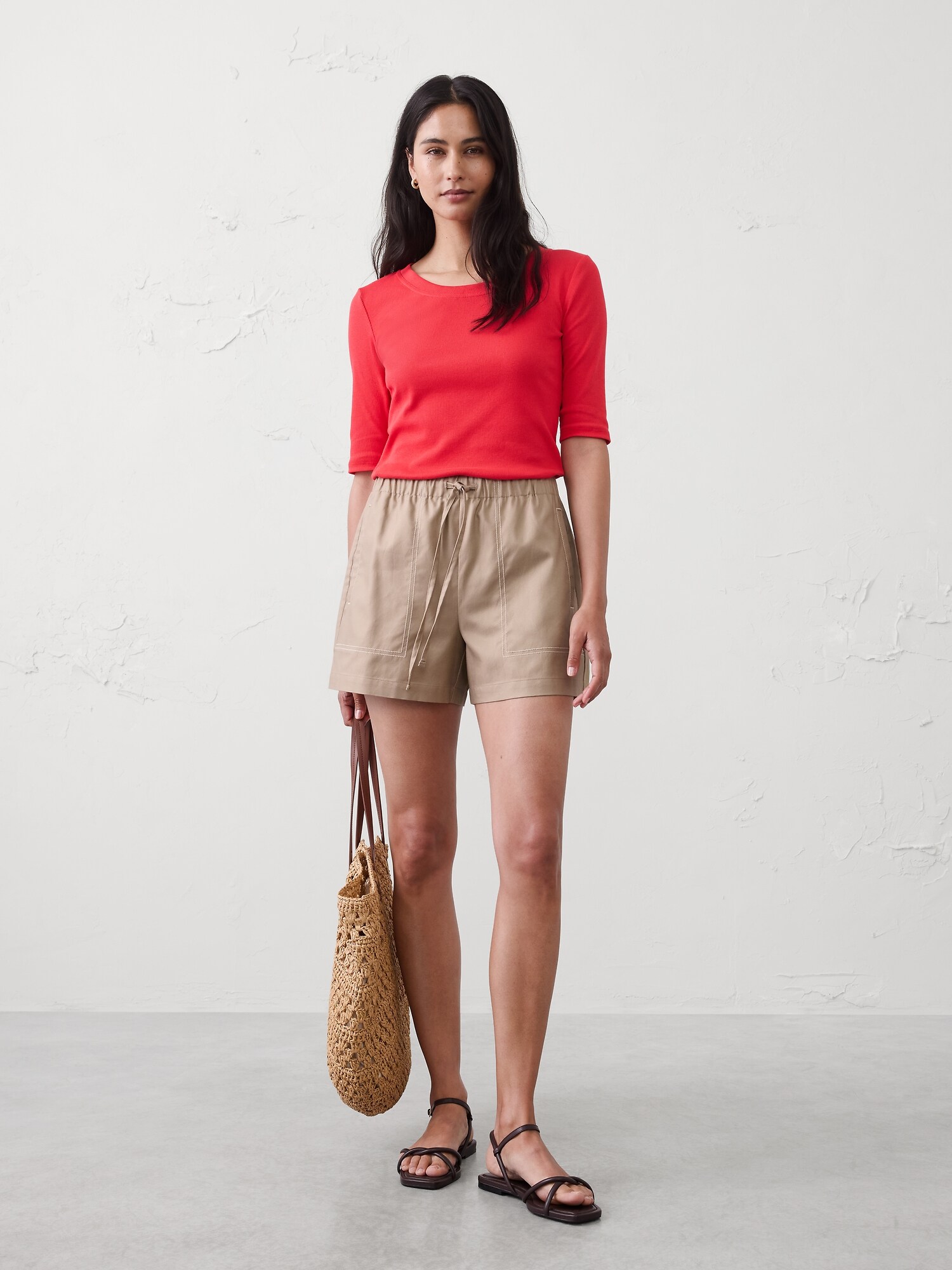 Image number 3 showing, Ribbed Elbow-Sleeve T-Shirt