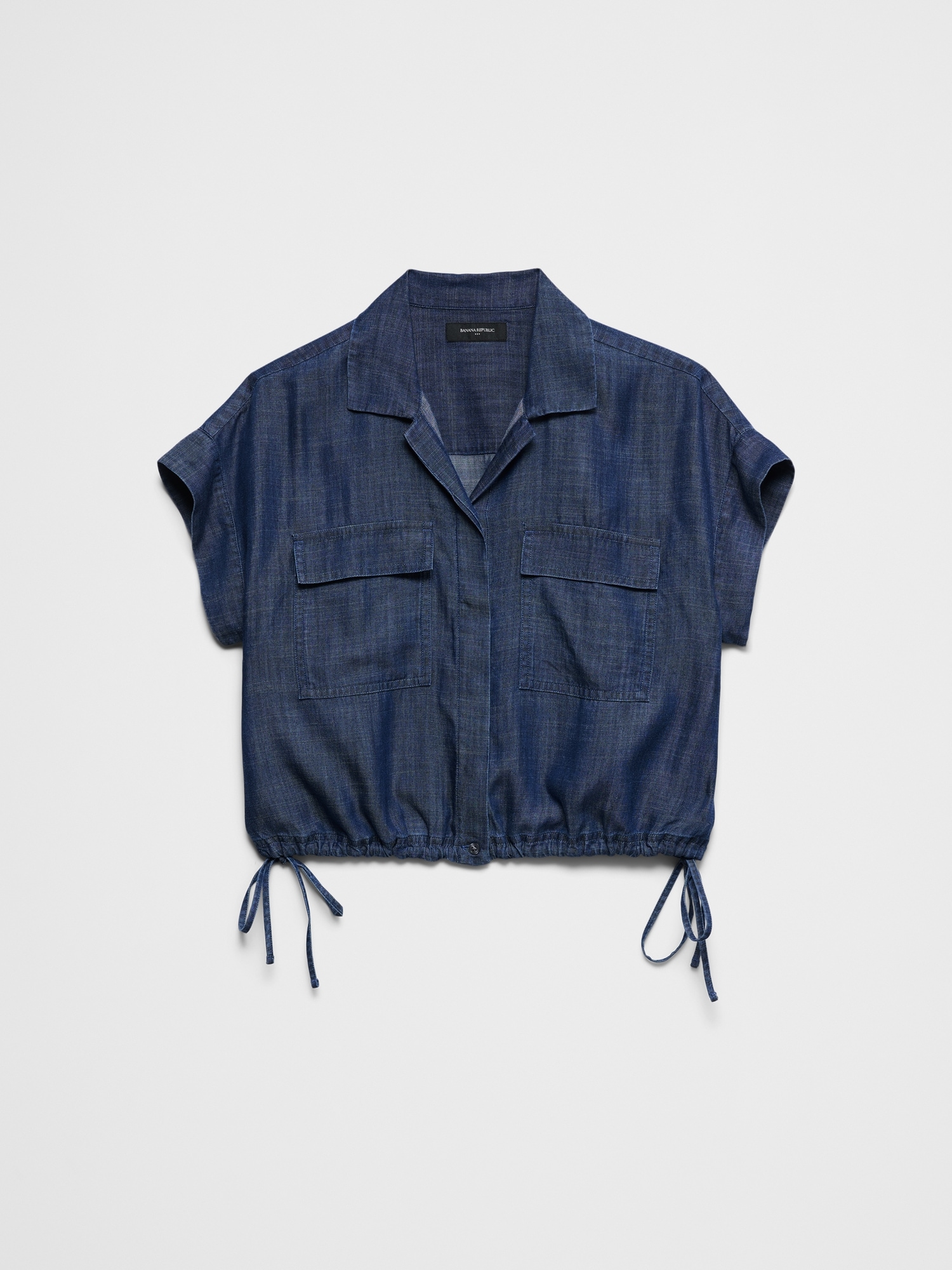 Image number 4 showing, Tencel Chambray Drawstring-Hem Shirt