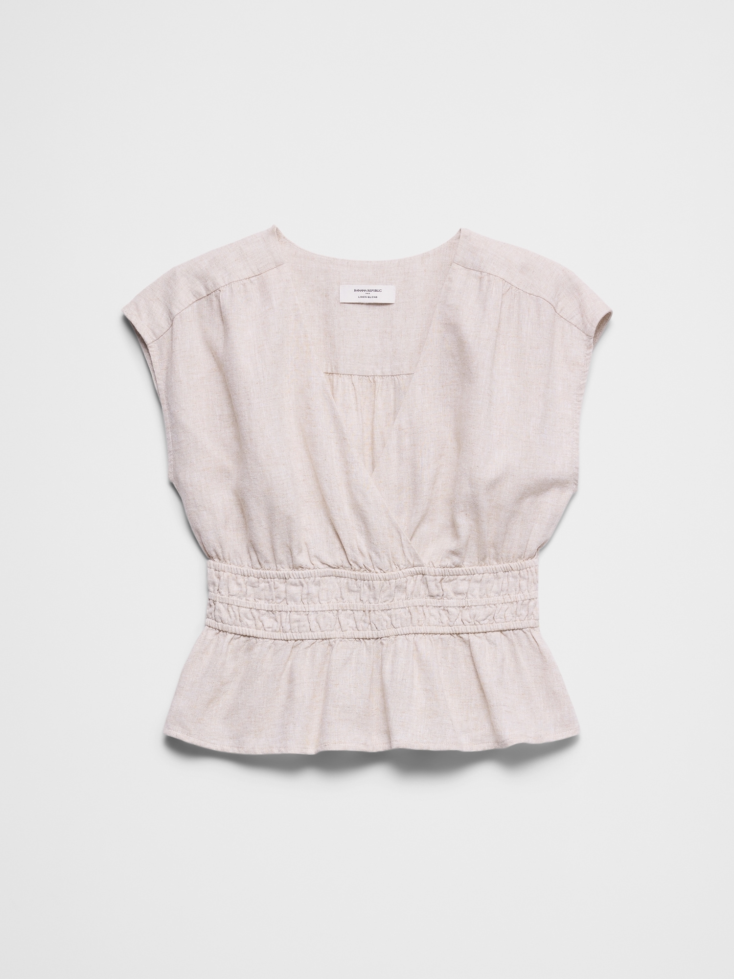 Image number 4 showing, Linen-Blend Elastic Surplice Top