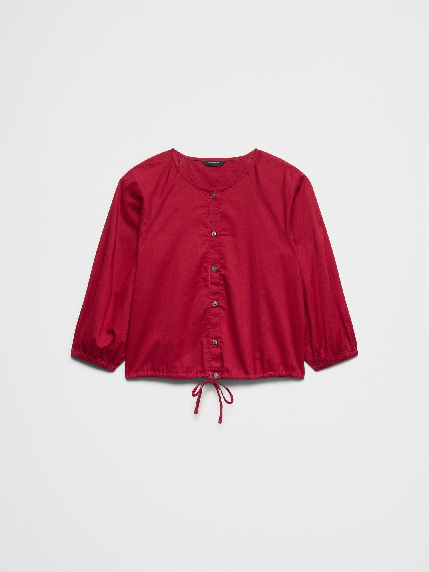 Image number 4 showing, Voile Blouson-Sleeve Drawstring-Hem Top