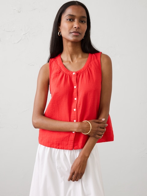 Gauze Shirred Shirt
