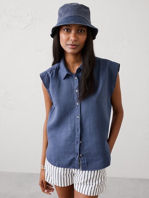 Gauze Soft-Gathered Shirt | Banana Republic Factory