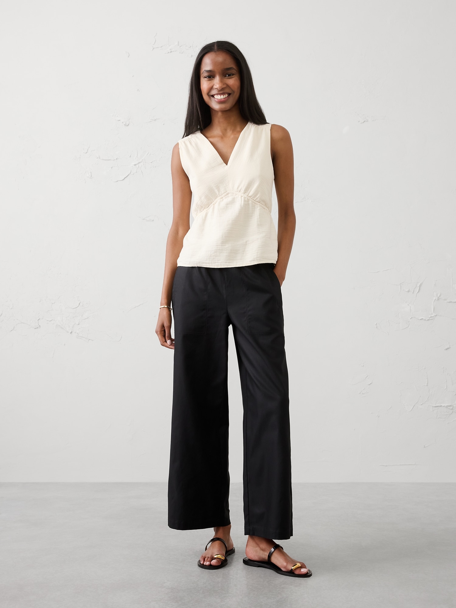 Image number 1 showing, Gauze V-Neck Top
