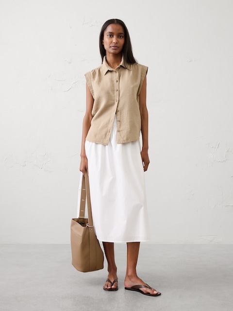 Gauze Soft-Gathered Shirt