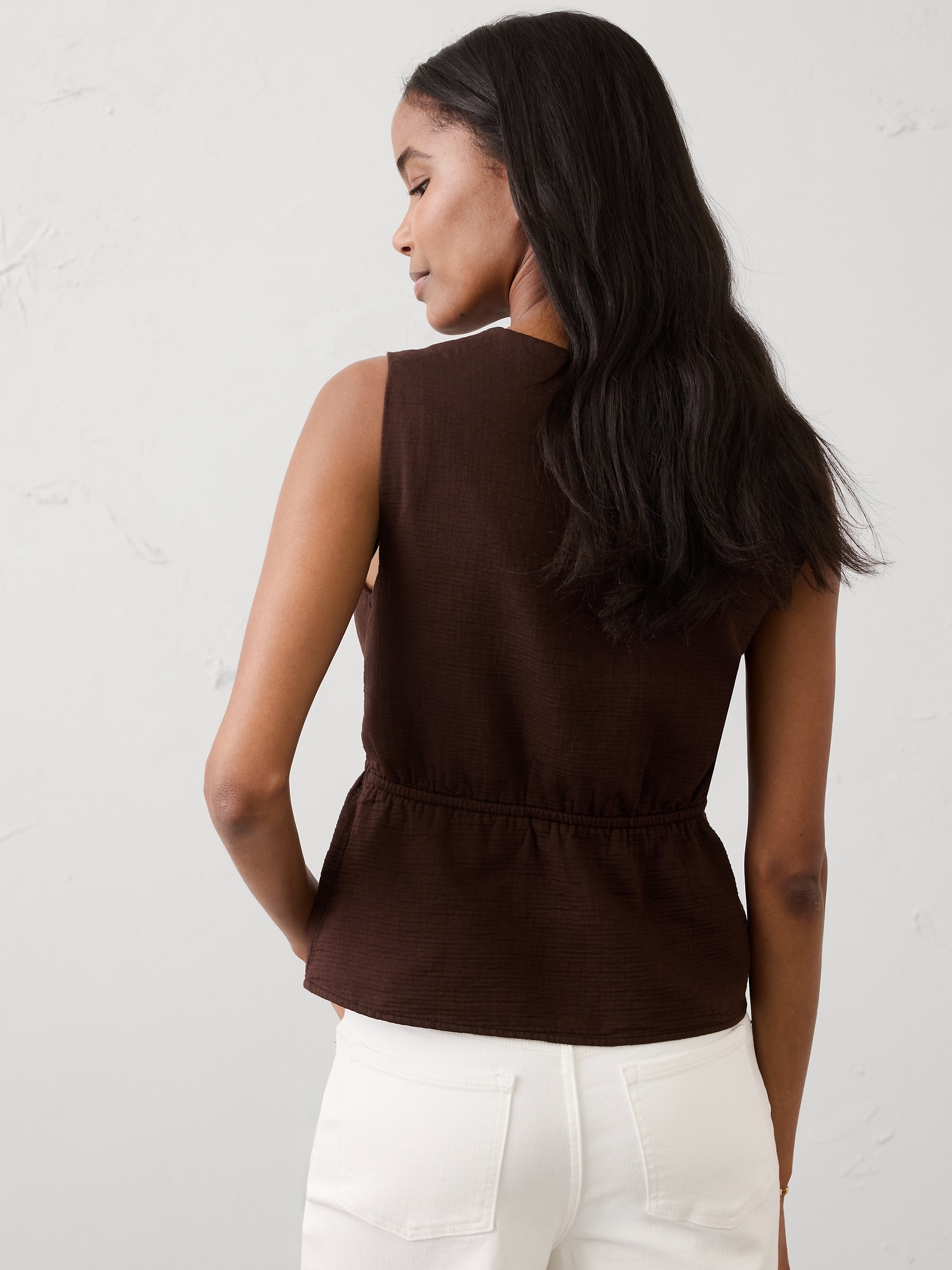 Image number 2 showing, Gauze V-Neck Top
