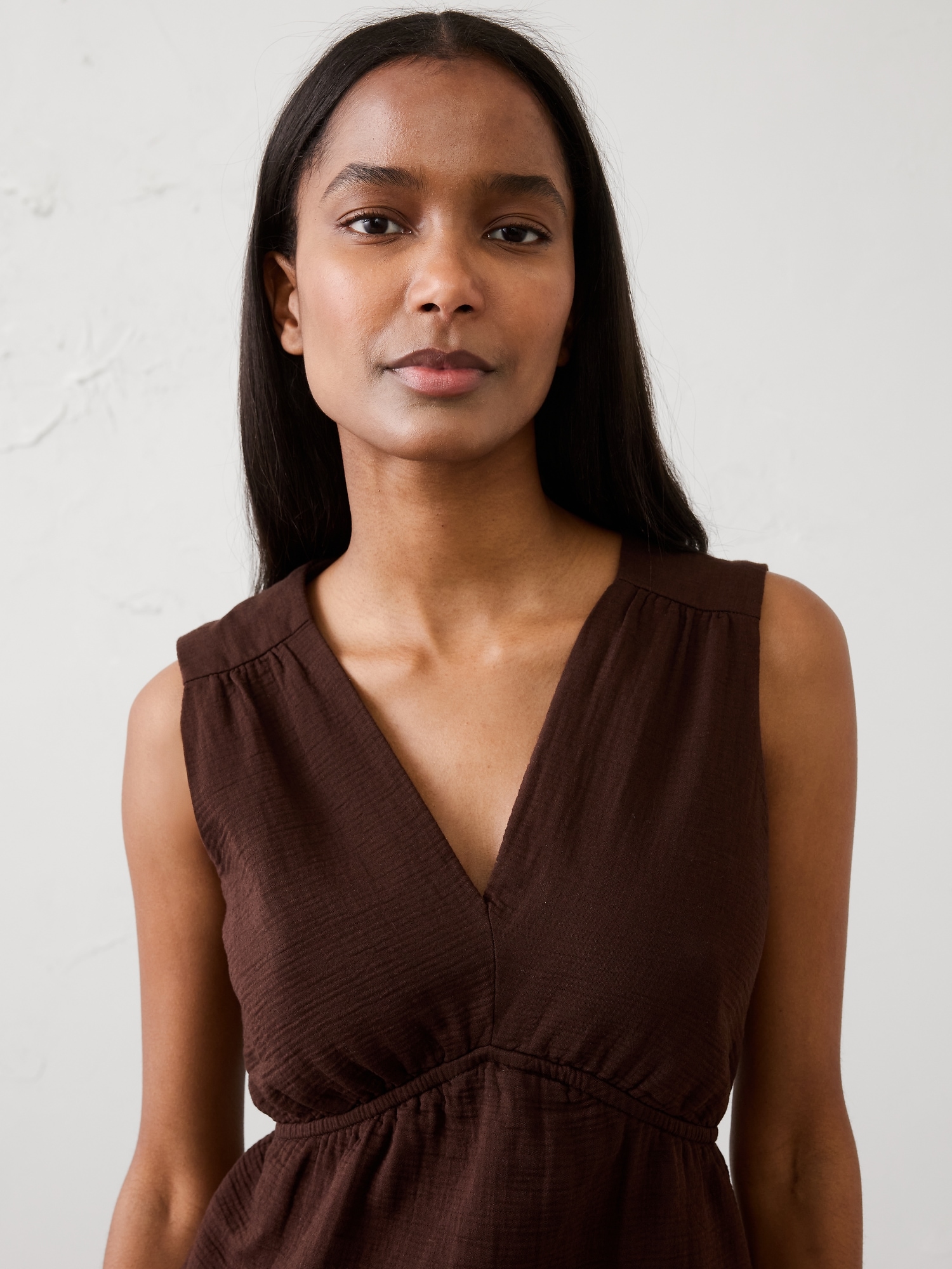 Image number 3 showing, Gauze V-Neck Top