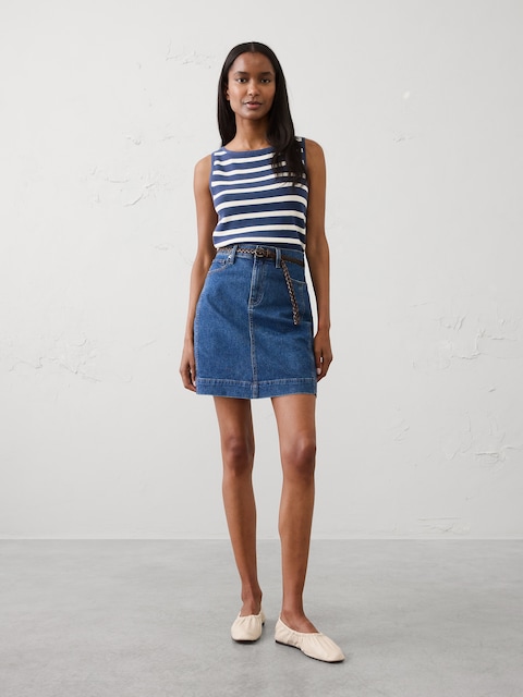 Denim Pieced Utility Mini Skirt