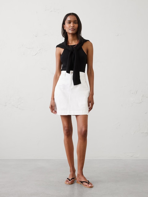 Denim Pieced Utility Mini Skirt