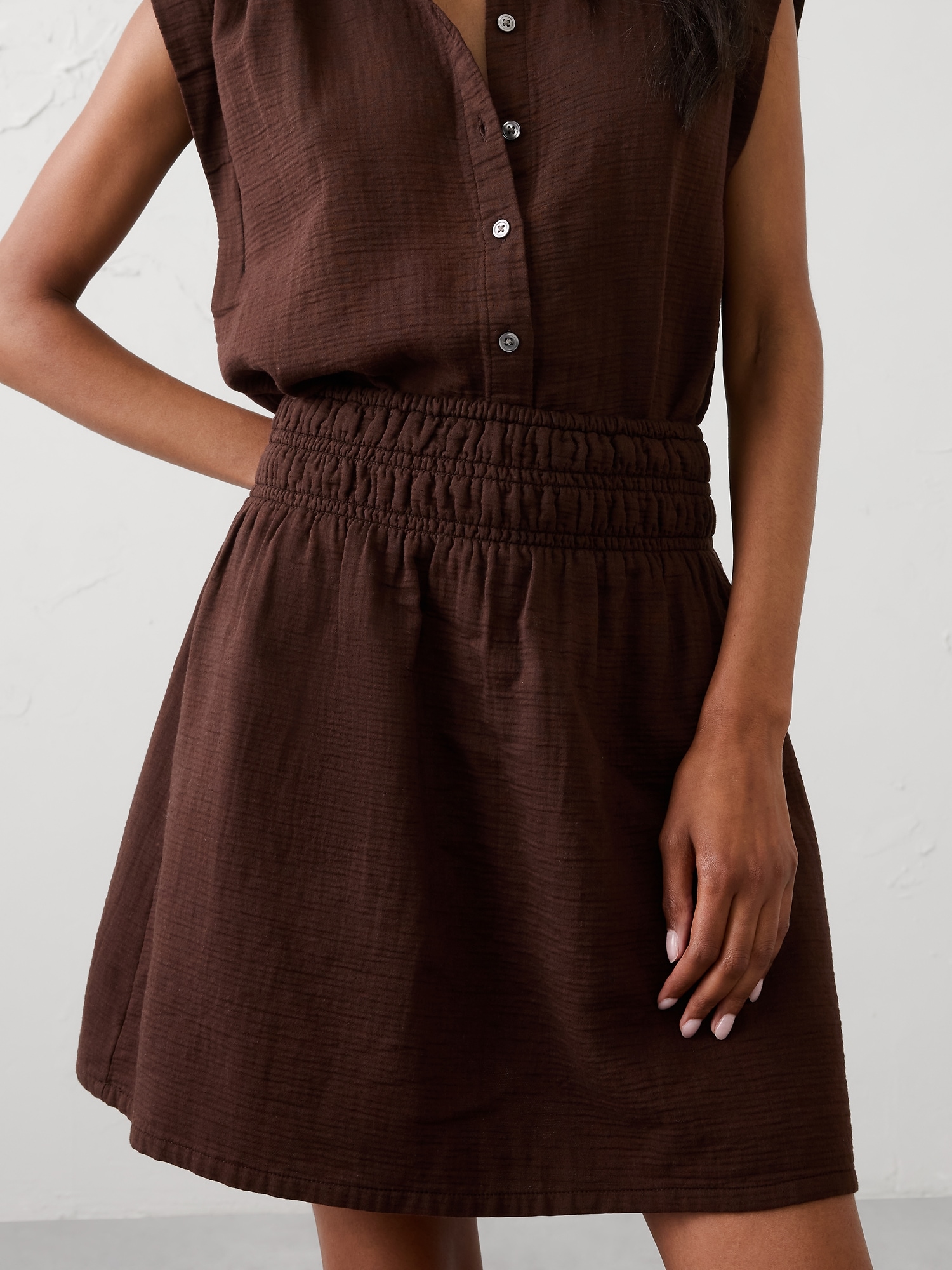 Image number 3 showing, Gauze Smocked-Waist Mini Skirt
