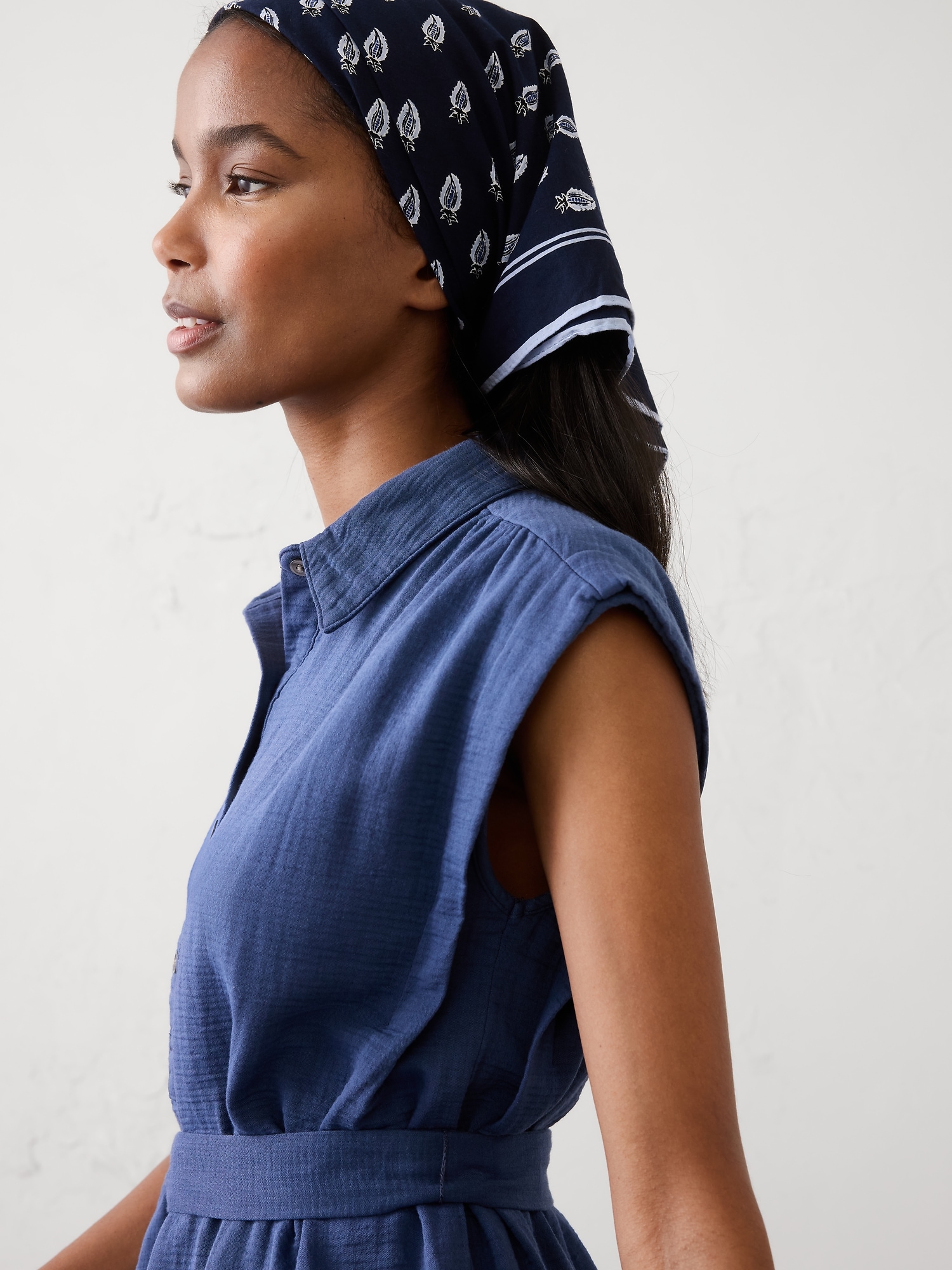 Image number 3 showing, Gauze Above-Knee Shirtdress