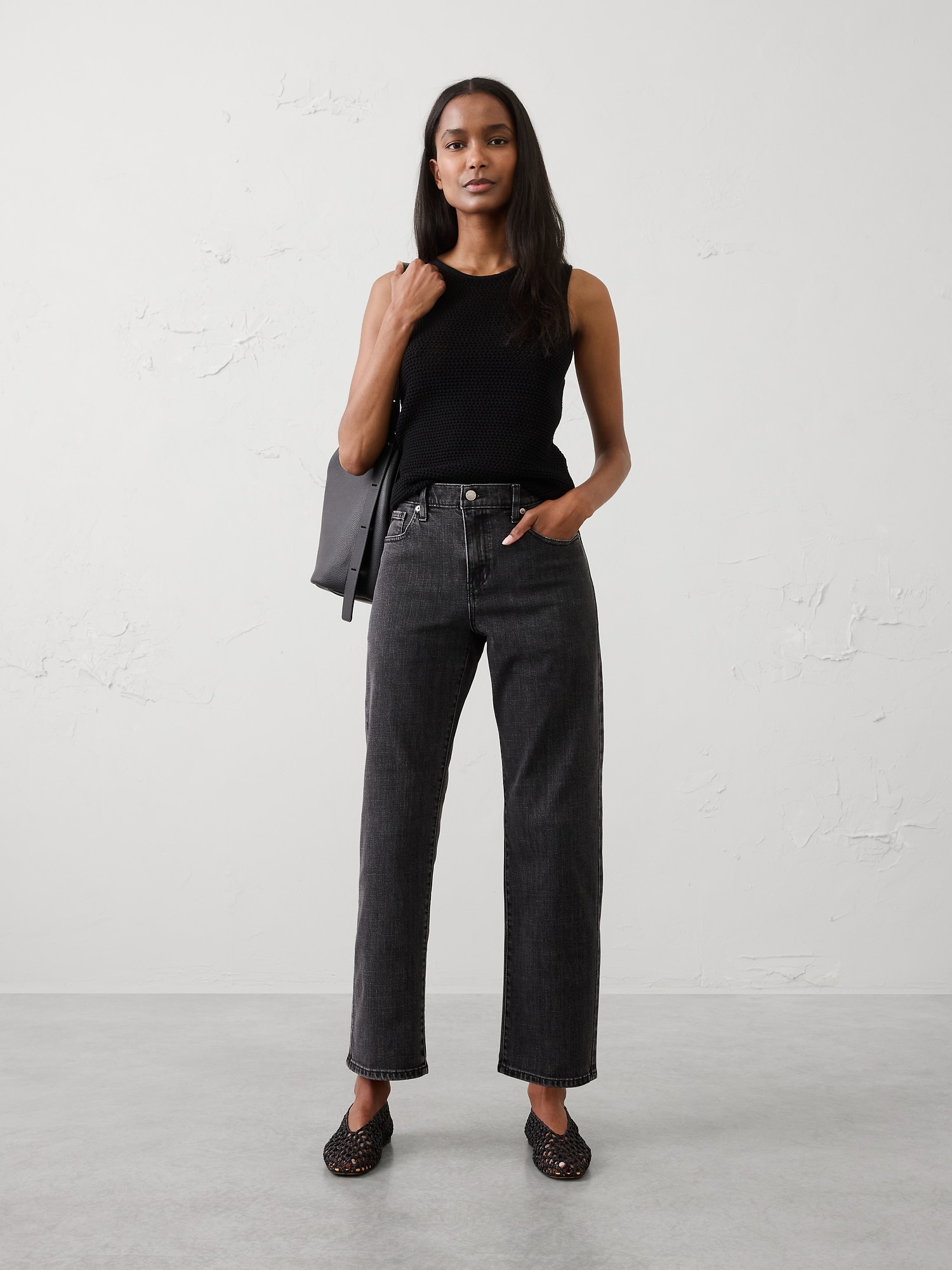 Image number 1 showing, Straight-Leg Mid-Rise Jean