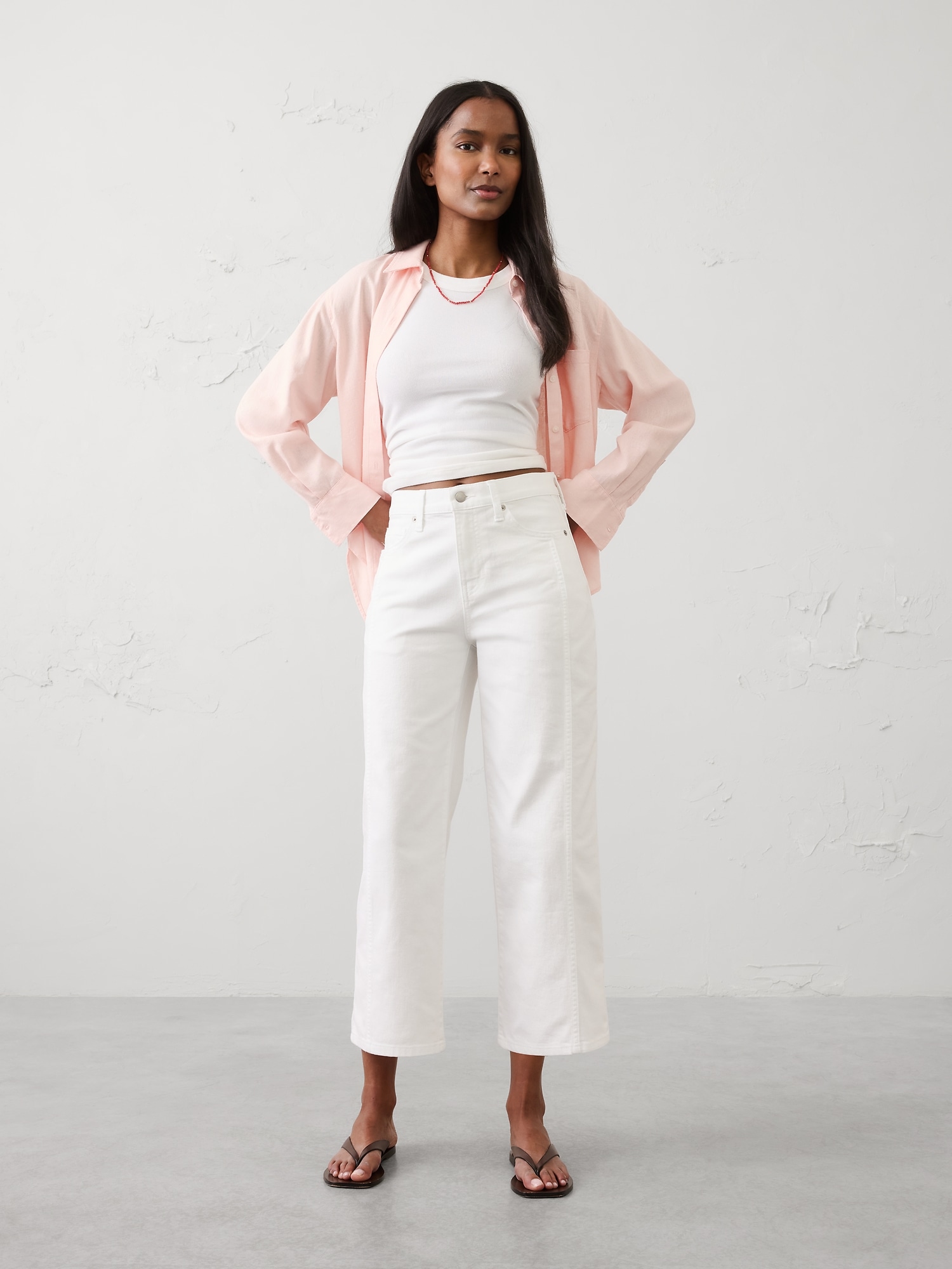 Image number 1 showing, Straight-Leg High-Rise Pieced Cropped Jean