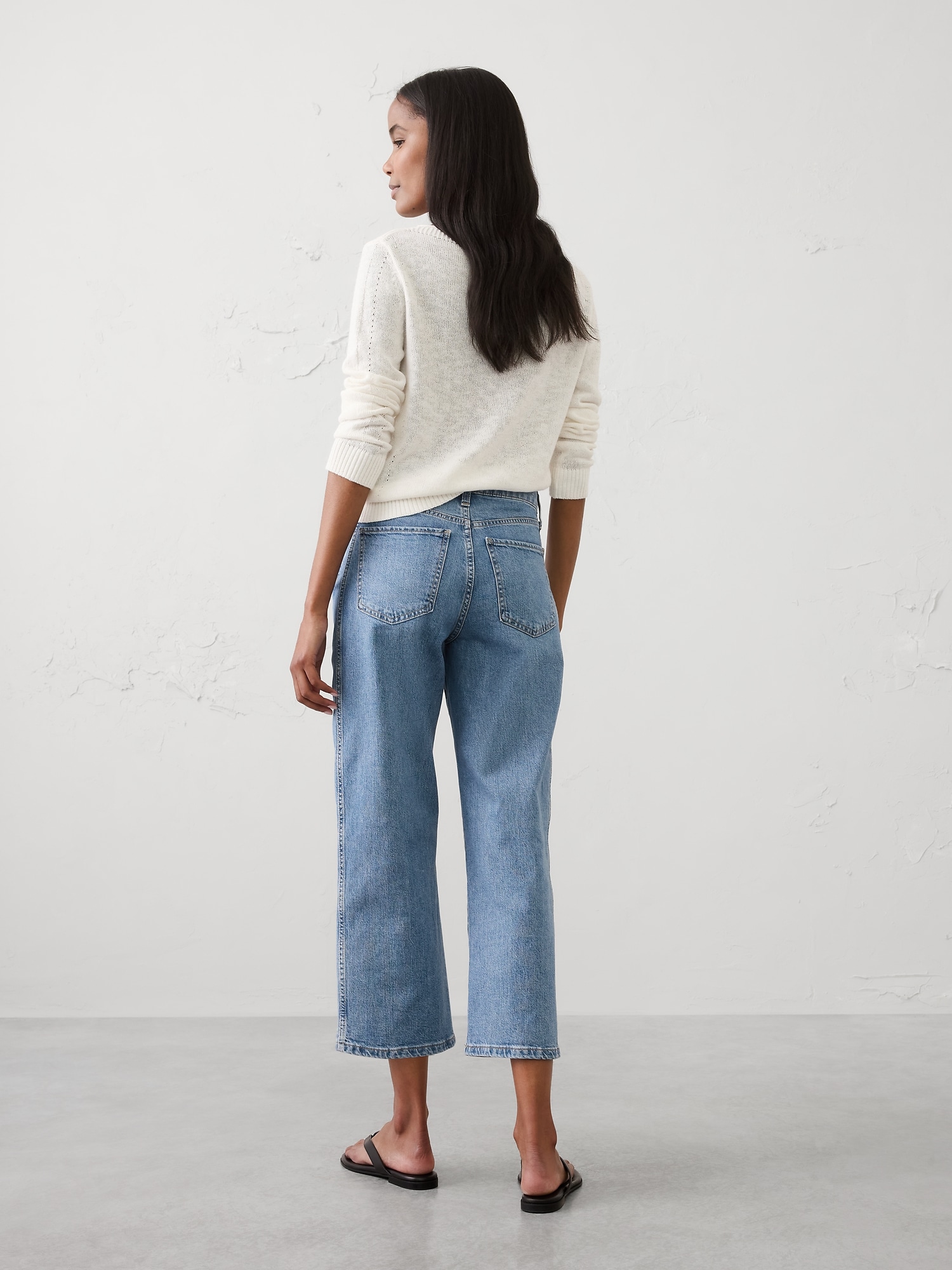 Image number 2 showing, Straight-Leg High-Rise Pieced Cropped Jean