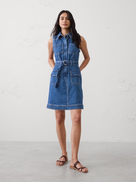 Patchwork Denim Utility Mini Dress