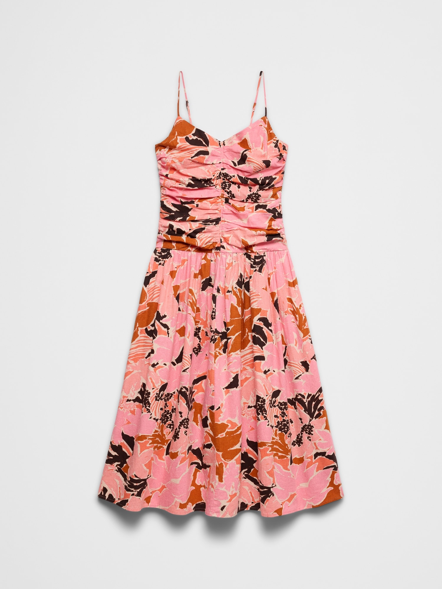 Image number 4 showing, Linen-Blend Strappy Ruched-Bodice Maxi Dress