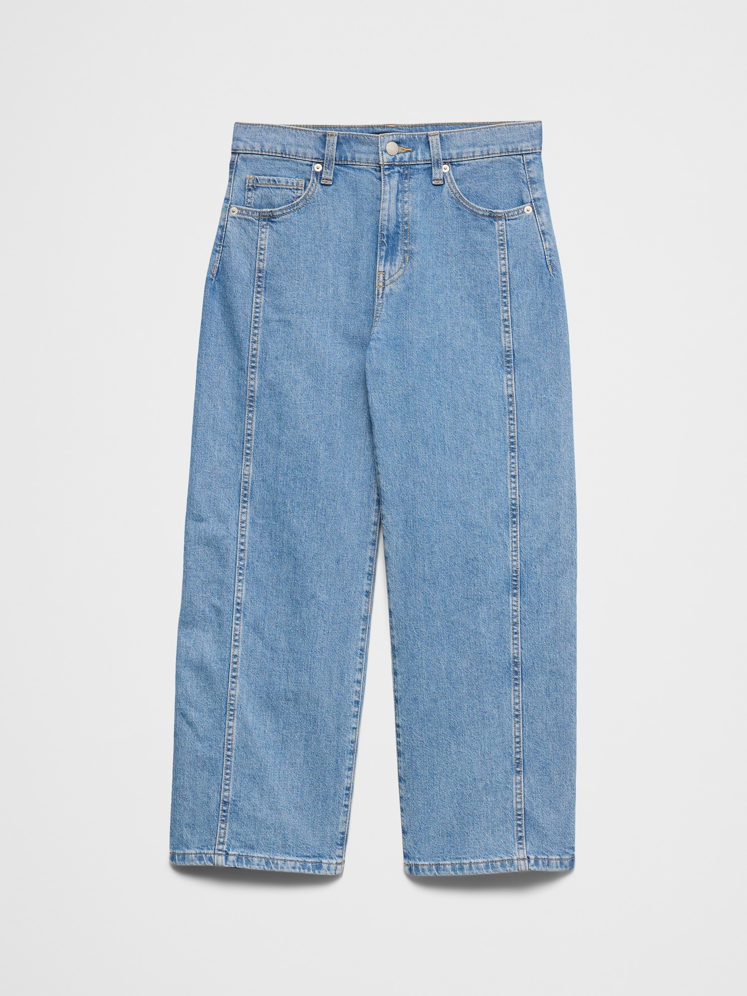 Image number 4 showing, Straight-Leg High-Rise Pieced Cropped Jean