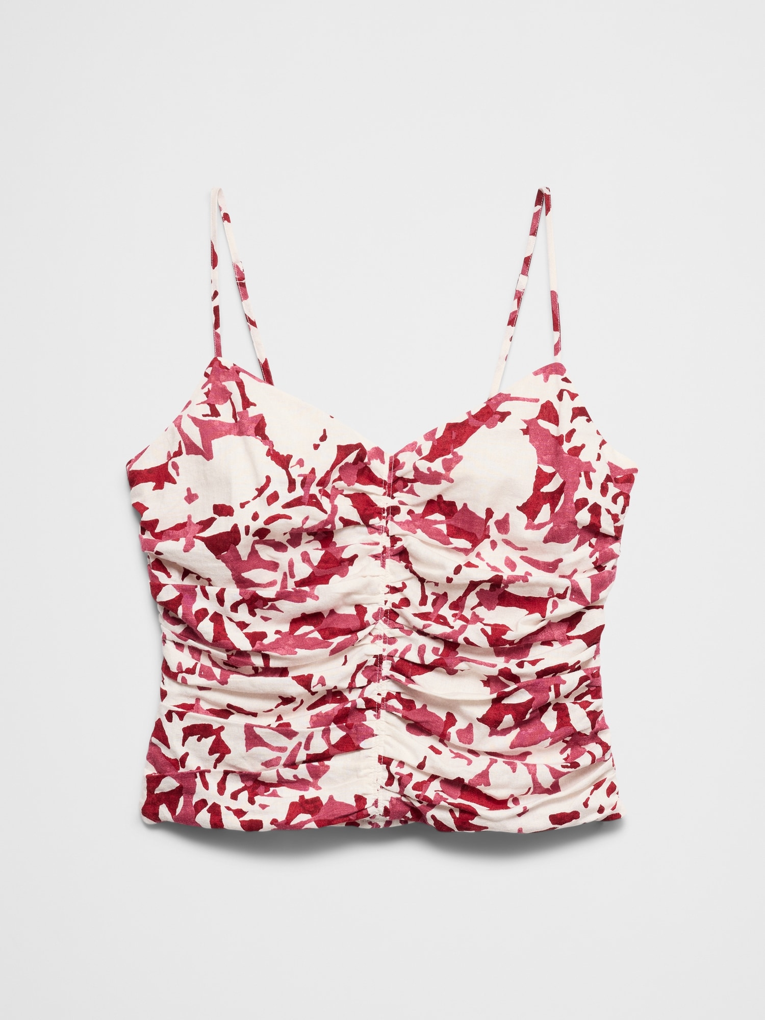 Image number 4 showing, Linen-Blend Strappy Ruched Top