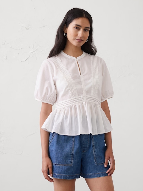Picot Peplum-Hem Top