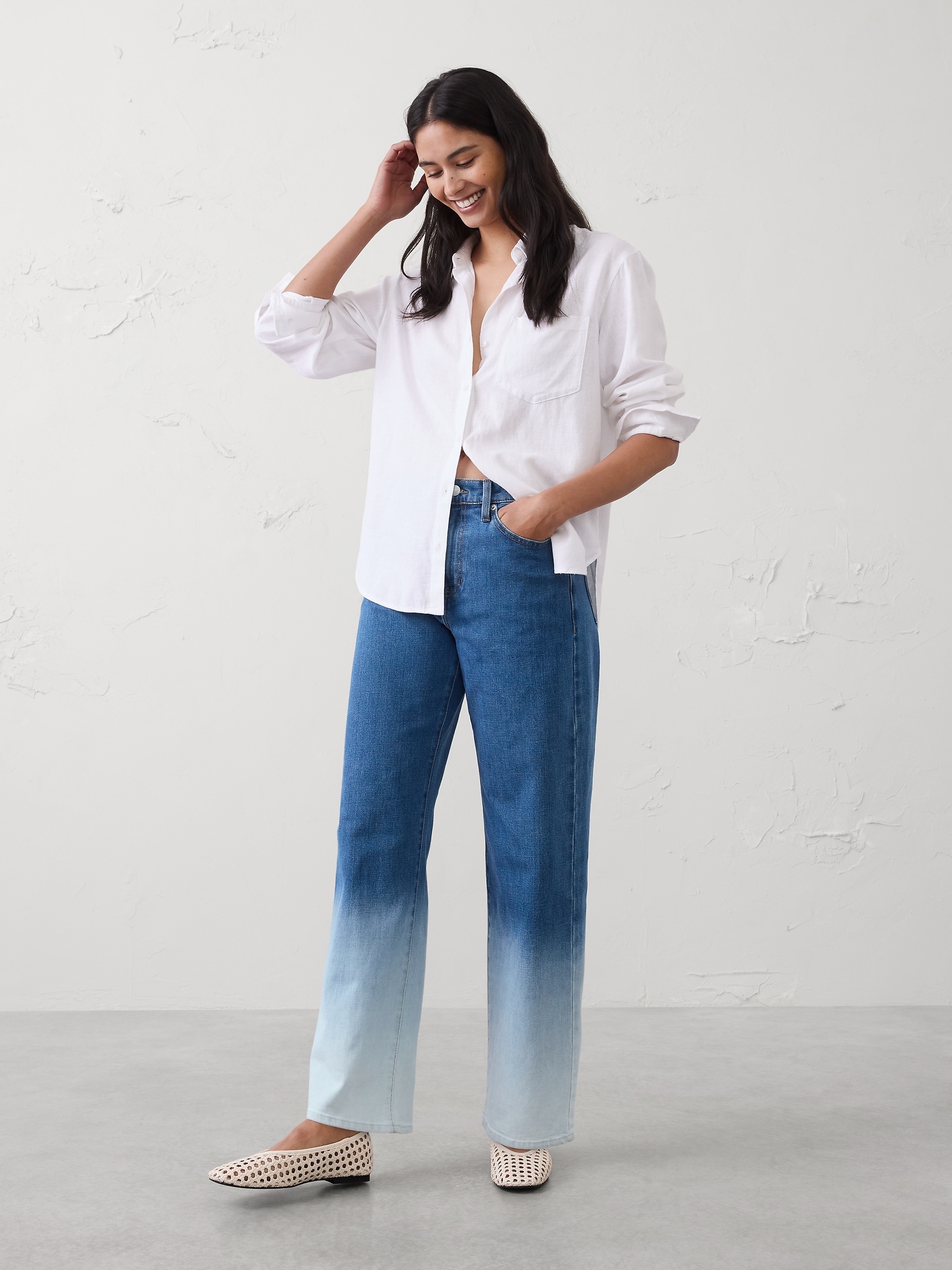 Image number 1 showing, Straight High-Rise Jean