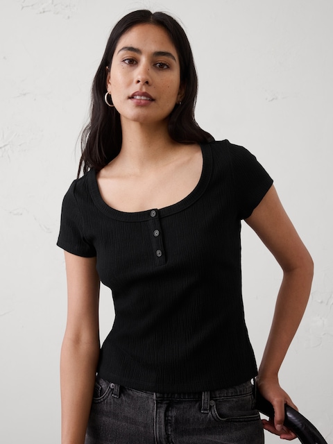 Variegated Ribbed Henley Shirt