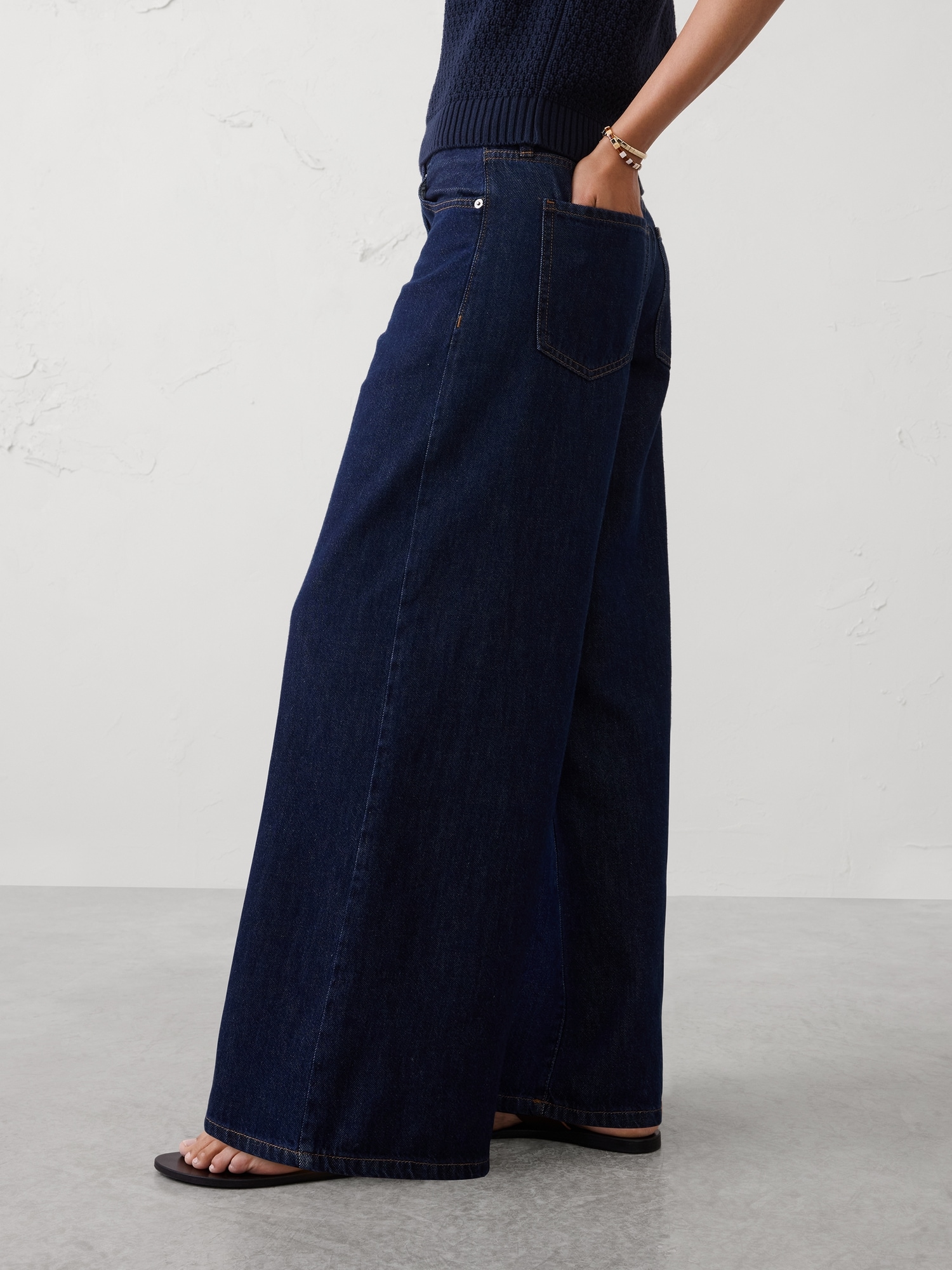 Image number 3 showing, Wide-Leg Mid-Rise Jean