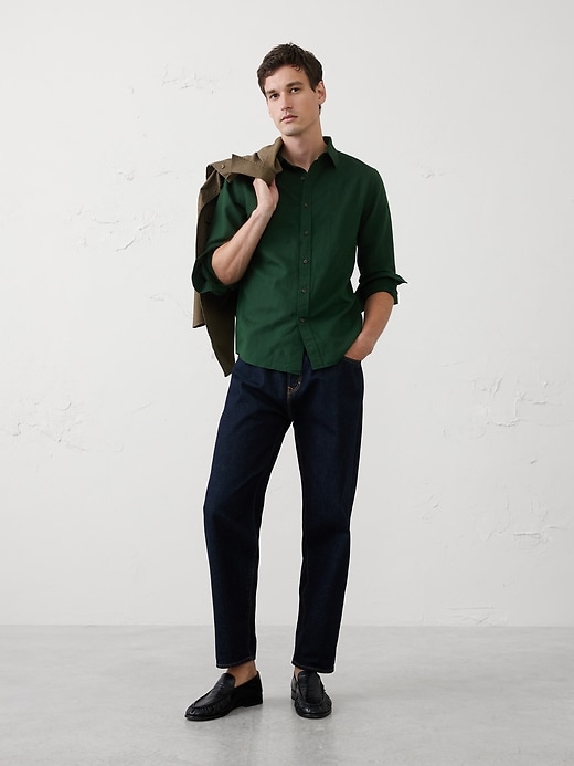 Slim-Fit Linen-Blend Shirt | Banana Republic Factory