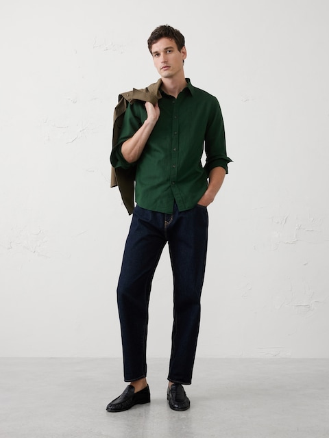 Slim-Fit Linen-Blend Shirt
