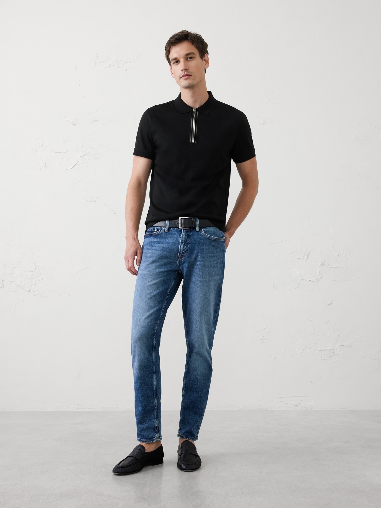 Image number 3 showing, Standard-Fit Luxe Touch Zip Polo