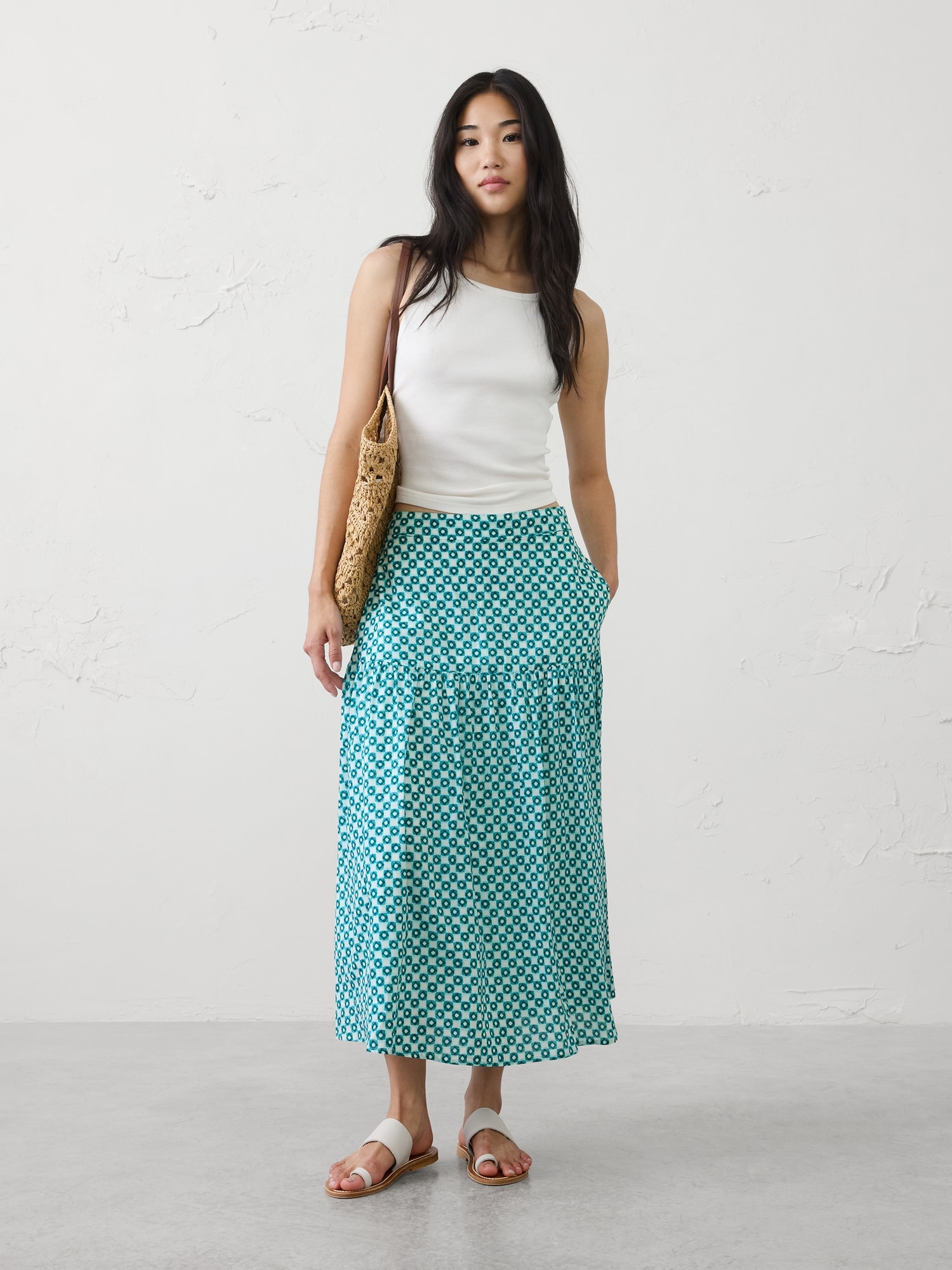 Image number 1 showing, Tier Voile Midi Skirt