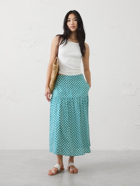 Tier Voile Midi Skirt