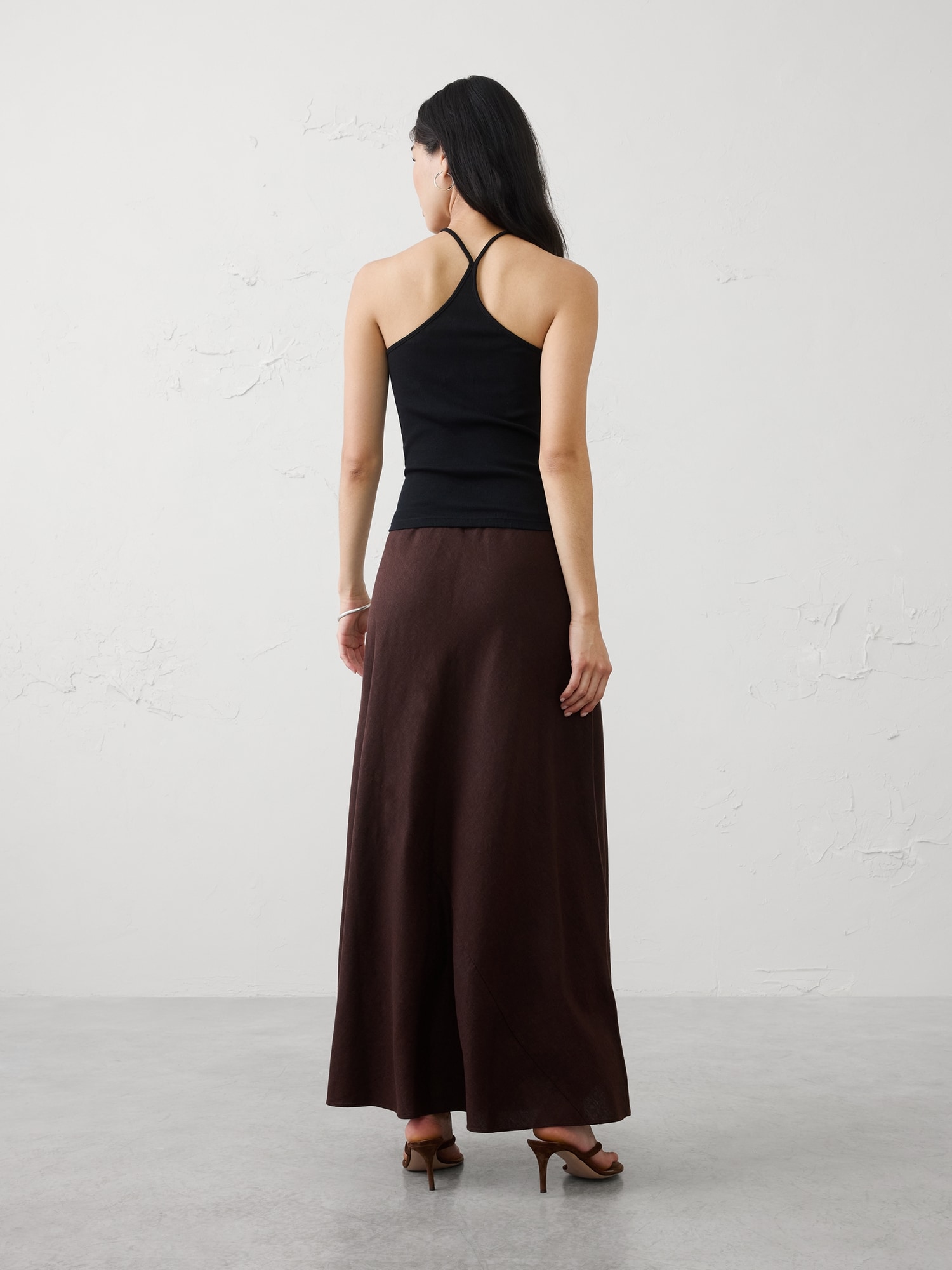 Image number 2 showing, Linen-Blend Bias Pull-On Maxi Skirt