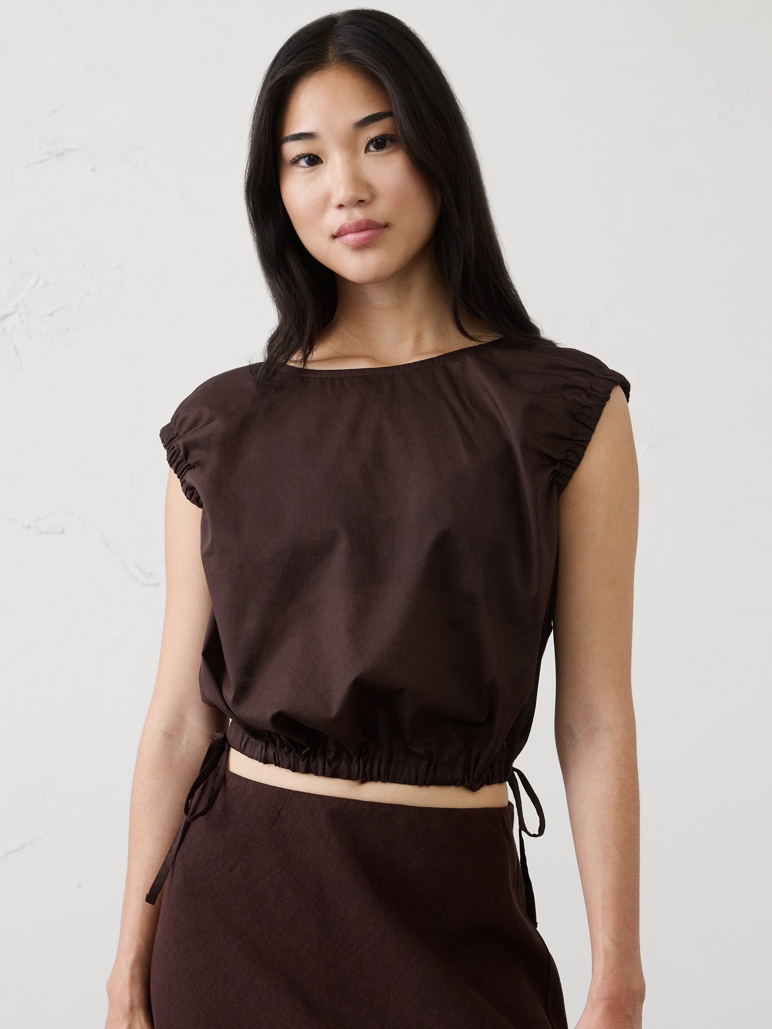Image number 1 showing, Voile Side-Tie Top