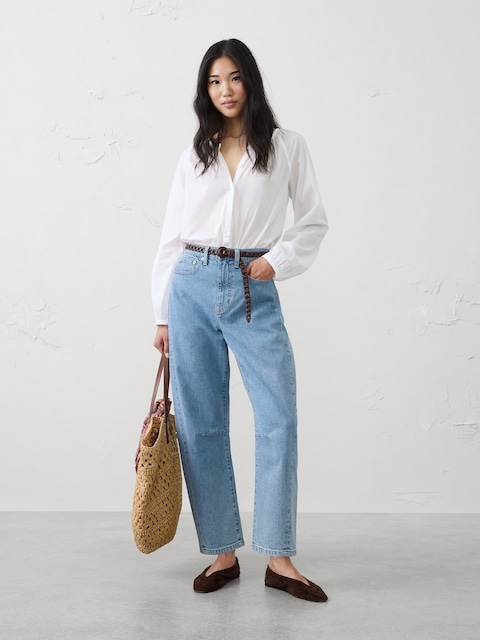 Barrel-Leg Mid-Rise Jean